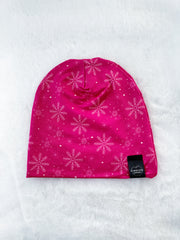 Pink Snowflake Slouchy Beanie